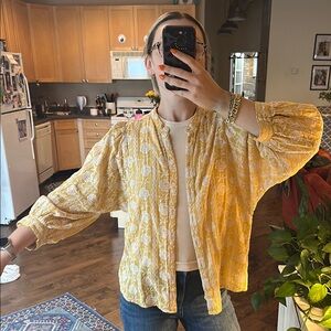 Anthropologie Yellow Button Down Shirt